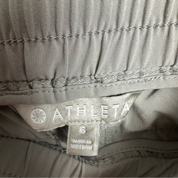 Athleta Cabo Wide Leg Pants Women's Size 6 Gray Pockets Drawstring 100% Linen - Picture 9 of 10